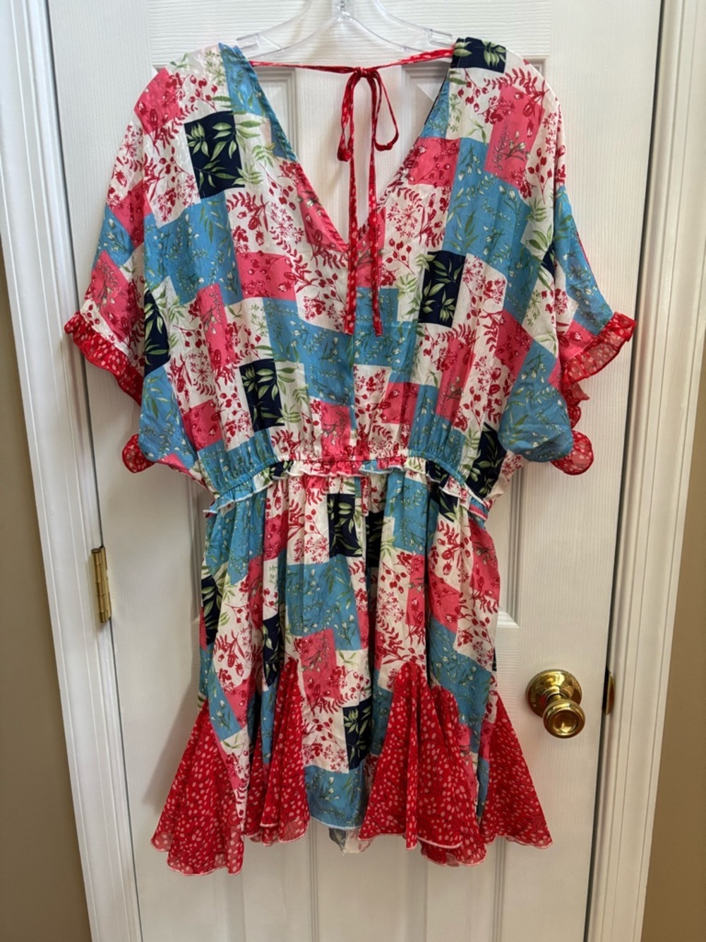 Hailey & Co Patchwork Print Tie-Back Summer Dress, Size L, Great Cond/SEE NOTES - Picture 3 of 5